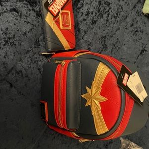 NWT Loungefly Backpack and wallet Captain Marvel